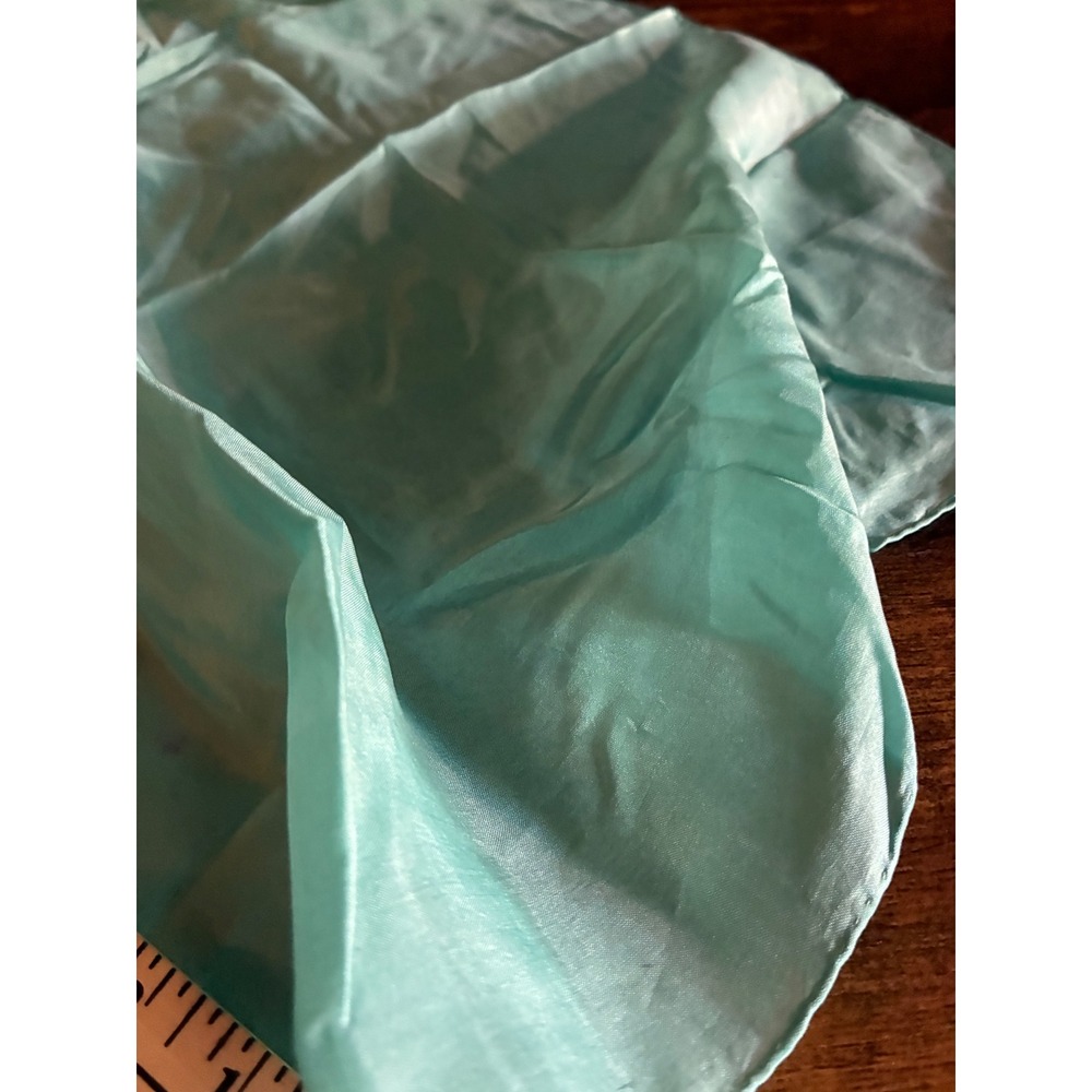 Unbranded Square Scarf Womens OS Aqua Green Excellent Vintage Sheer Silk Feel - Picture 5 of 5